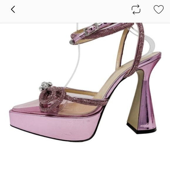MACH & MACH Double Crystal Bow Platform Pumps Pink size 39.5 / US9.5 - Picture 3 of 10